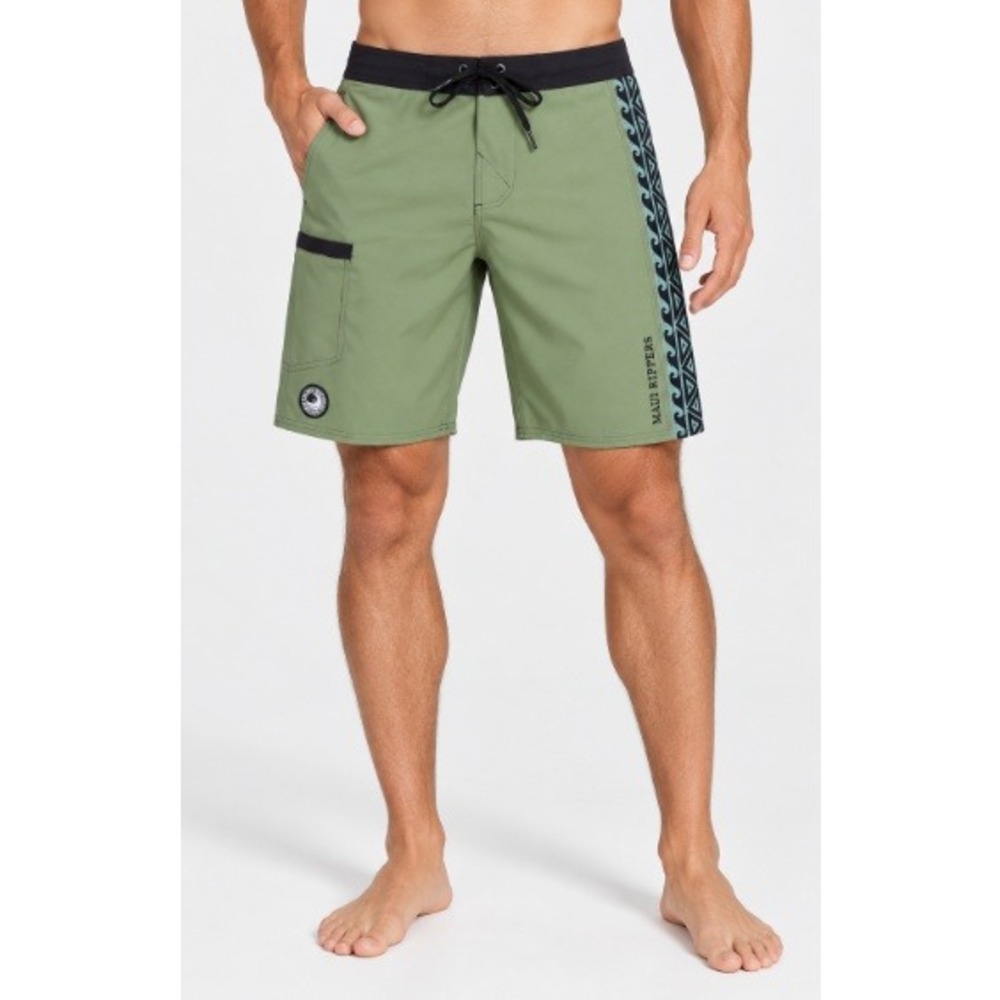 Maui Rippers Men's Tribal Olive 21" Stretch Boardshort Size 32 NWT